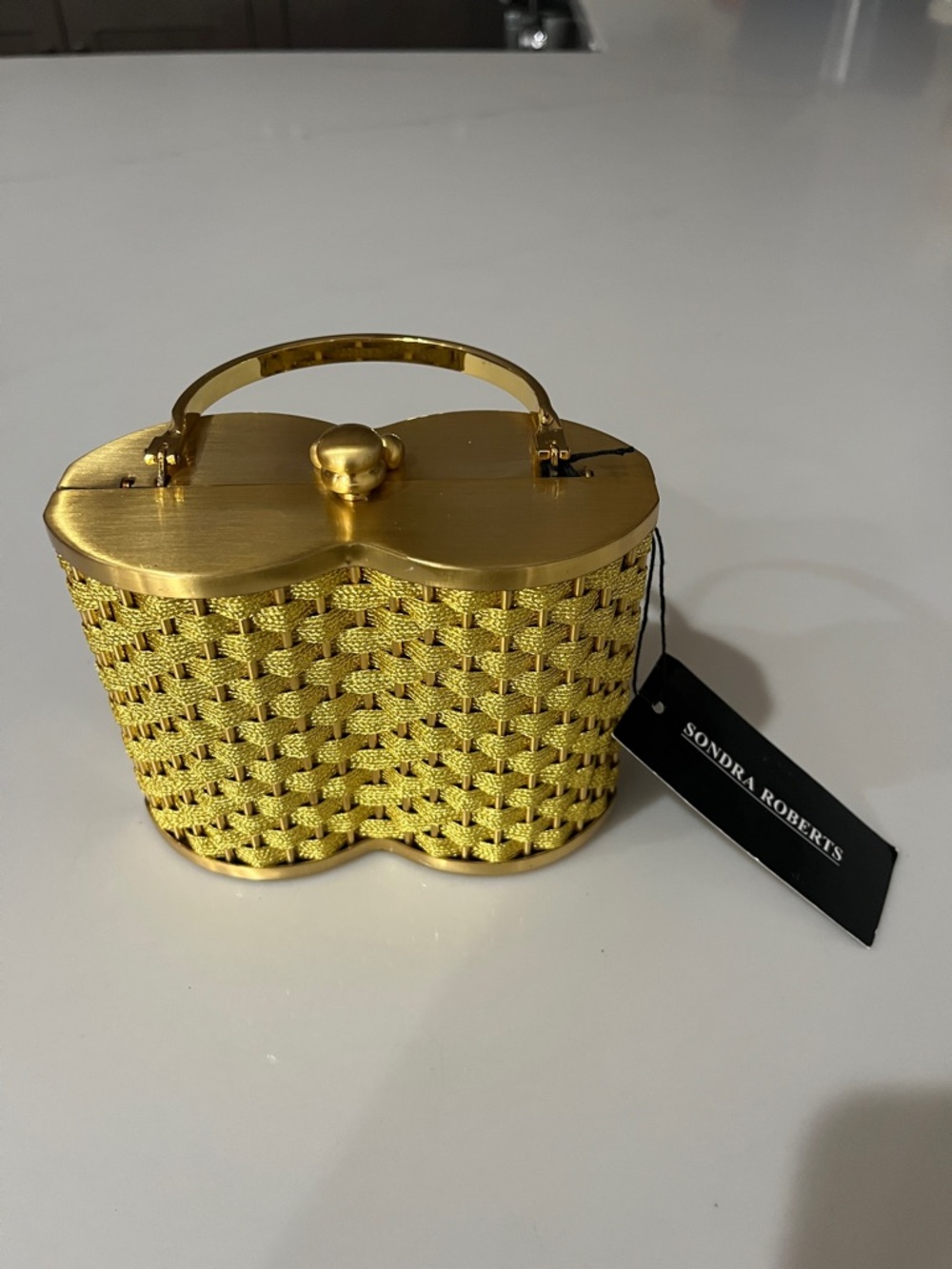 Sondra Roberts Gold Woven Metallic binocular purse